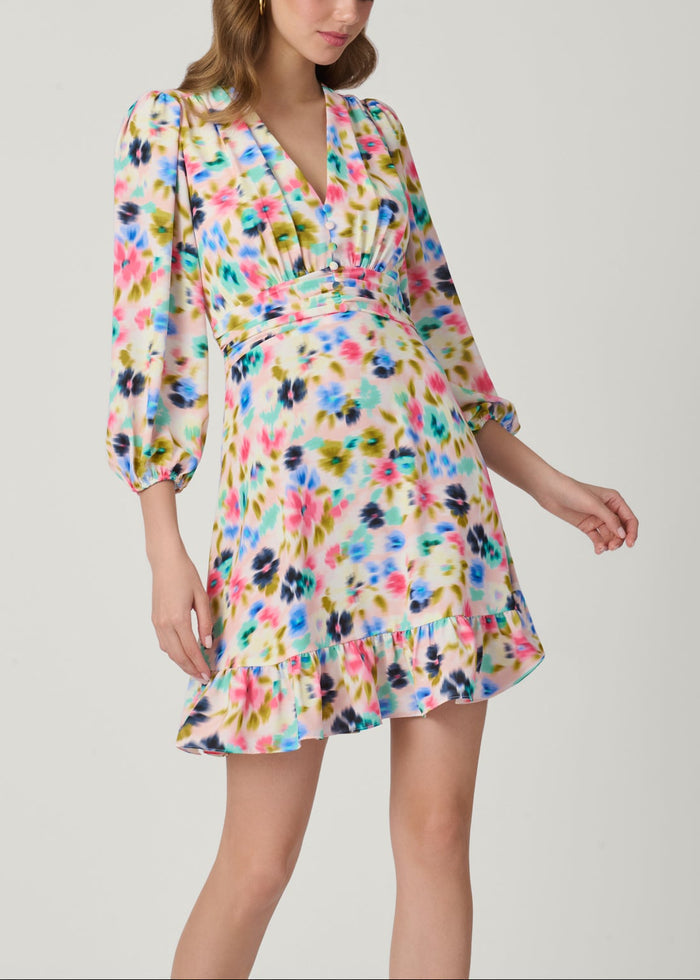 floral off the shoulder mini dress English Factory