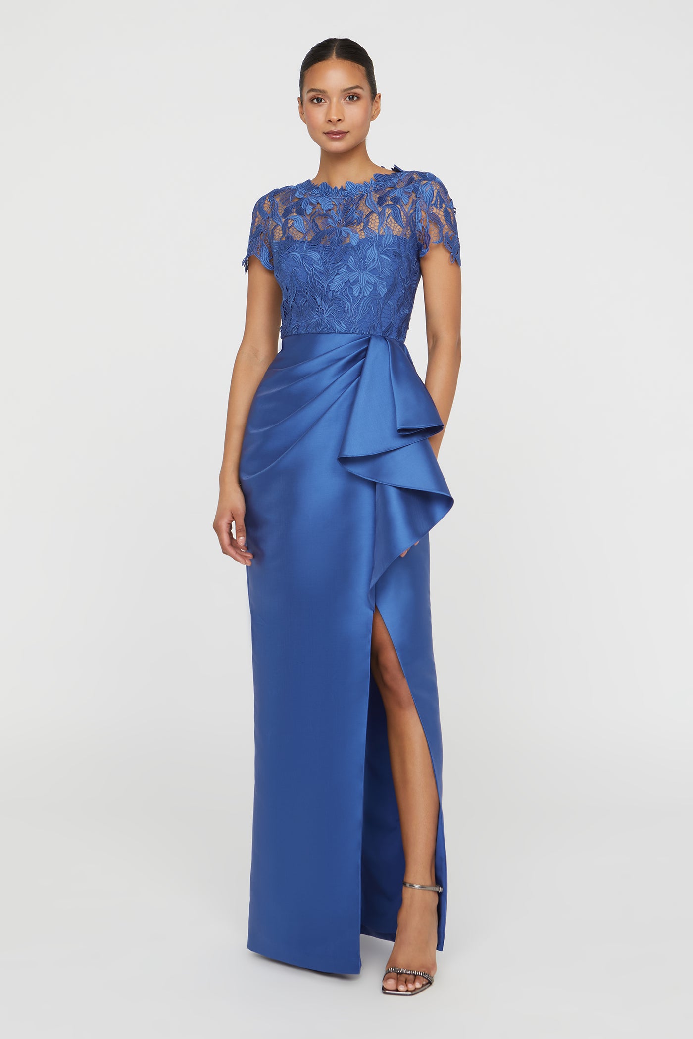 draped dress women Selena Column Draped Dress 6 / Blue Mirage