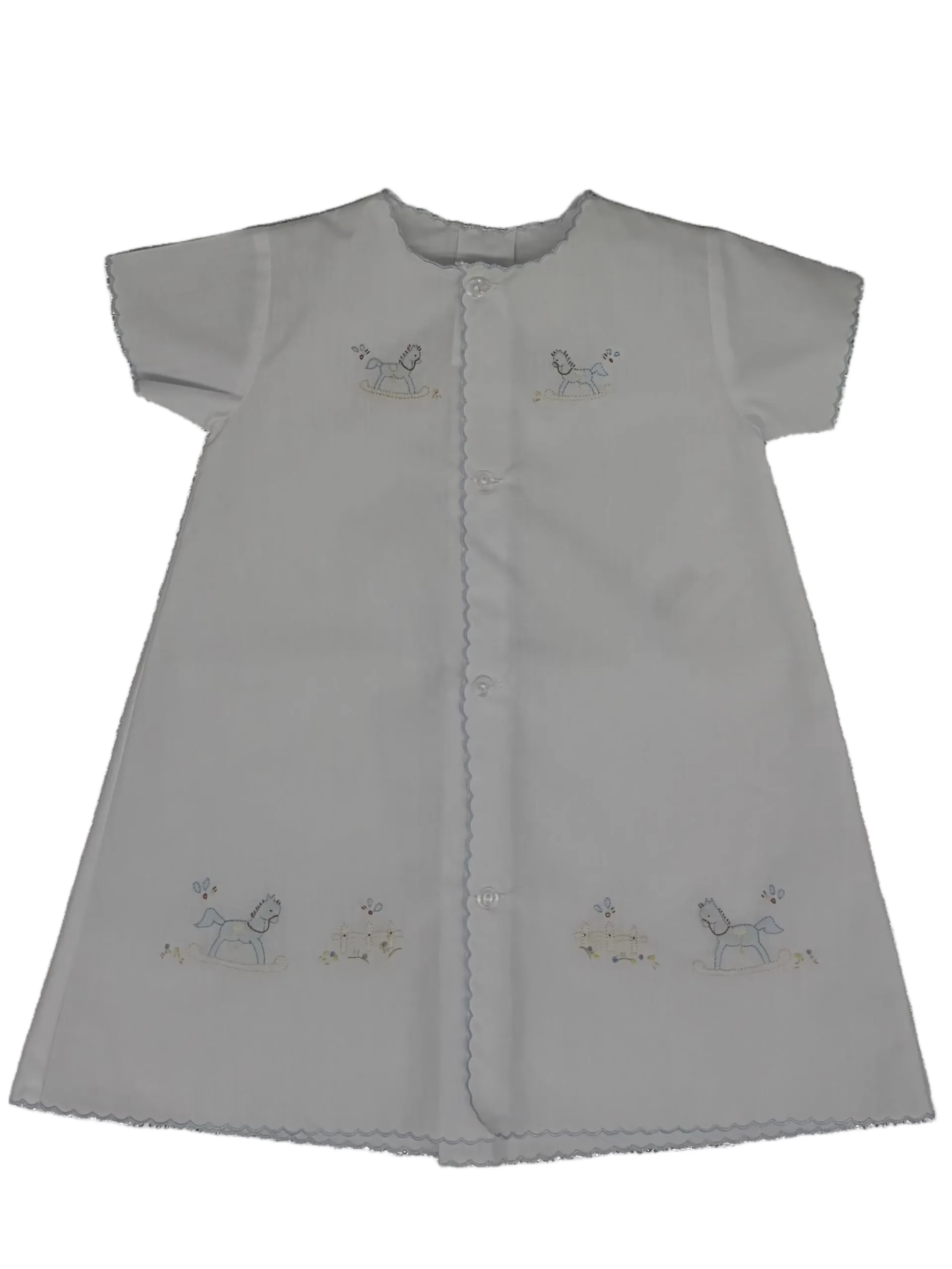 White/Blue Horse S/S Day Gown 0