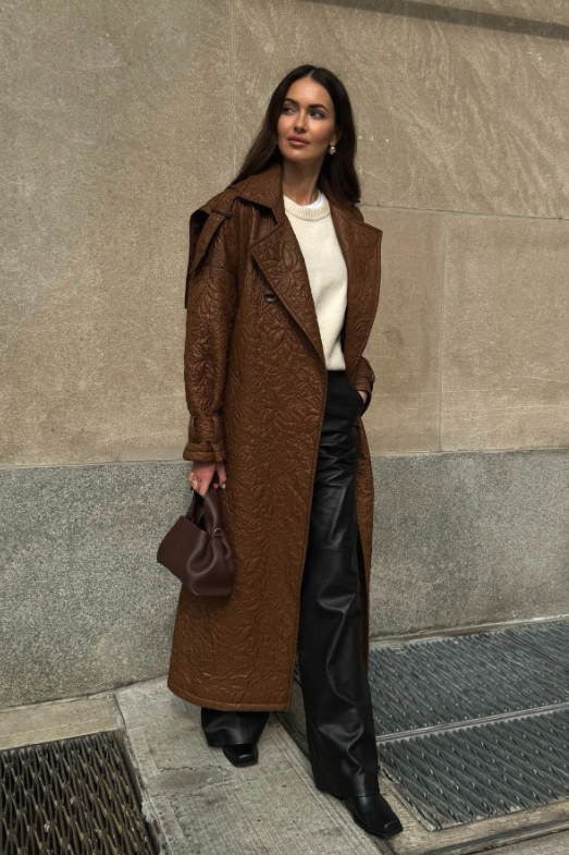 Embroidered Oversized Trench Coat