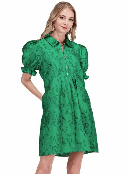 emerald green brocade dress Front Zip Darts in Stitch – Shop the Holiday Short black party dress