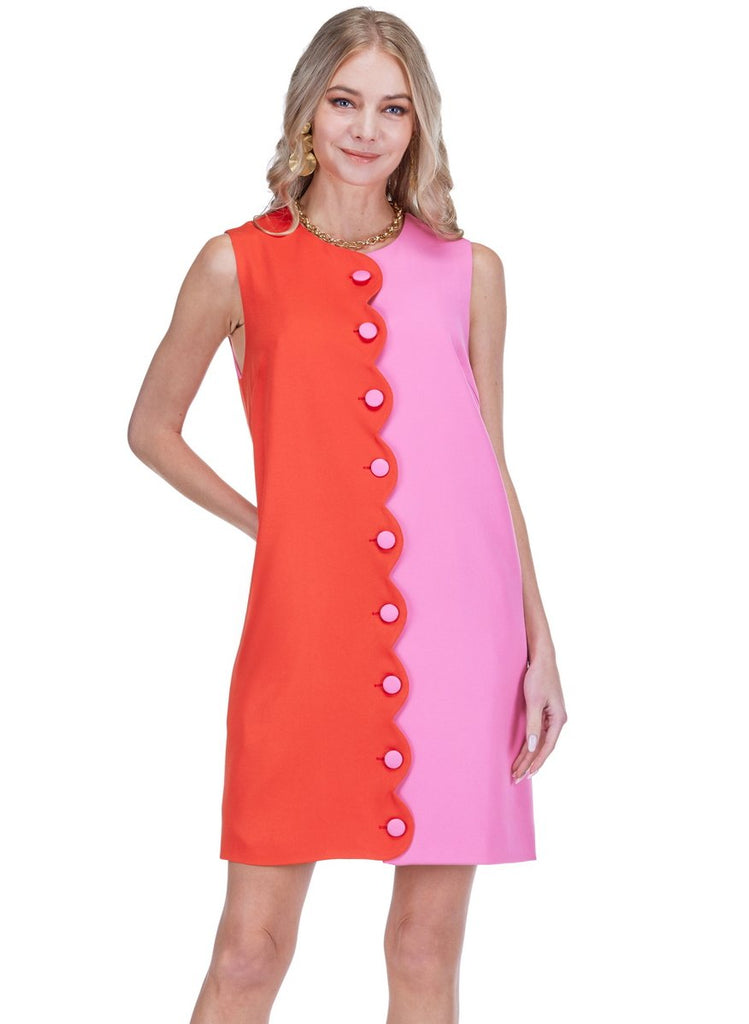 red and pink contrast dress Pink/Red Colour Block Dress | Elegant Wear
