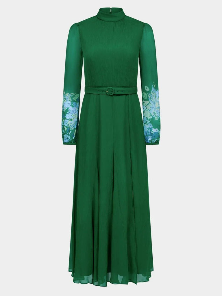 saloni holiday dress Women's Jacqui Belted Midi-Dress - Chrystanthemum Border night club