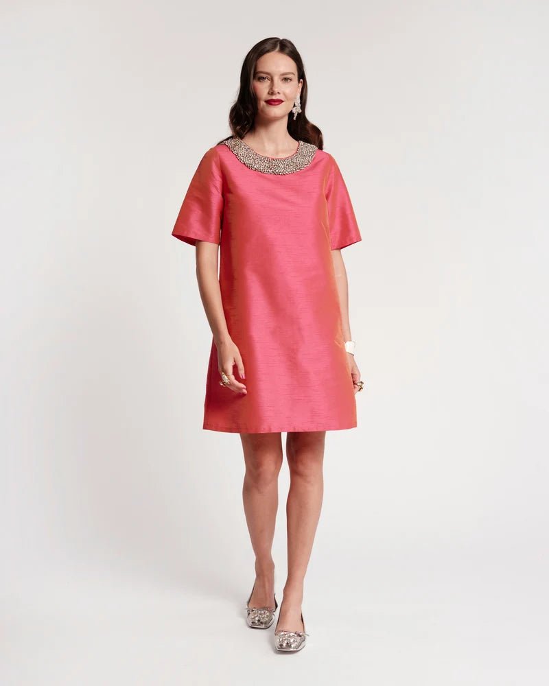 shift dress holiday Tabby W/jewel Collar in Coral – Shop the tartan christmas dress
