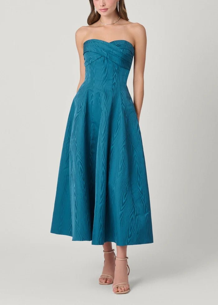 topaz blue dress Shoshanna Wastson Moire Strapless Cocktail Dress, Topaz, Women's, 4 Womens Shoshanna Midnight Moire Black Dresses Color:Liberty Street Stacy Adams Madison Cap Lace