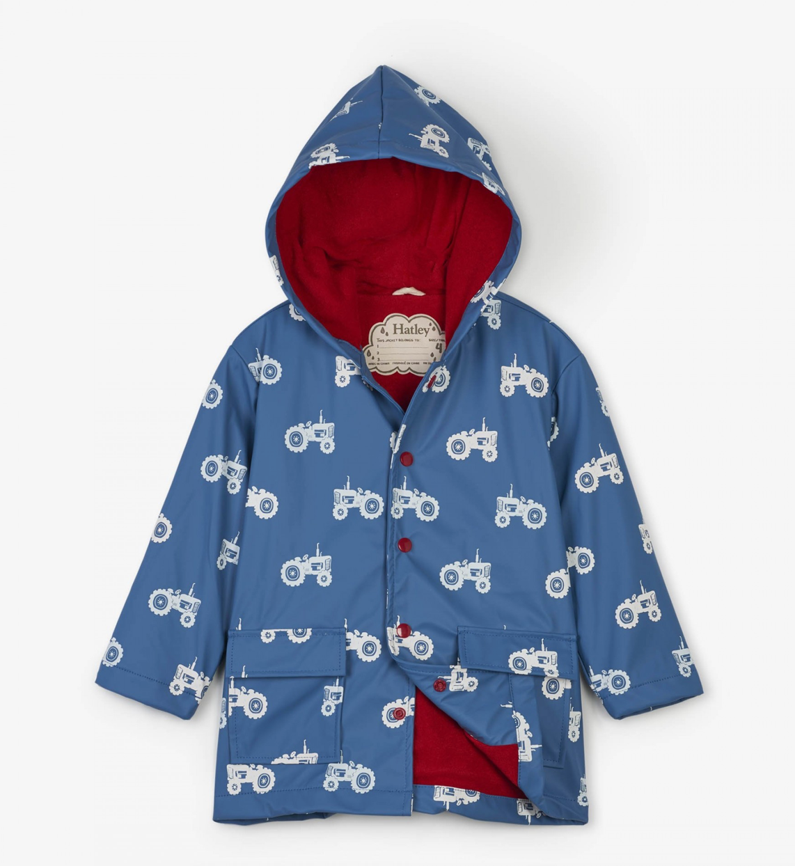 Hatley Blue Farm Tractors Color Changing Raincoat