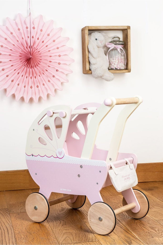 Pink baby Doll Sweet Dreams Doll Pram by Le Toy Van